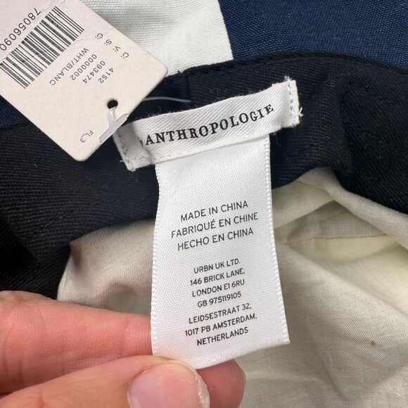 Anthropologie Oversized Stripe Hat Navy White Wide Brim One Size NWT - Picture 7 of 8